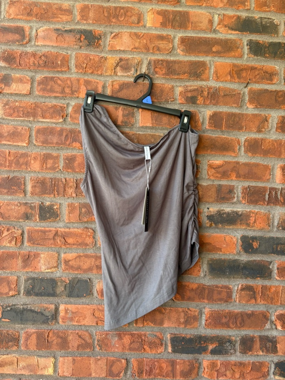 One shoulder Gray Women's Skhirt - Sleek Ruched Design